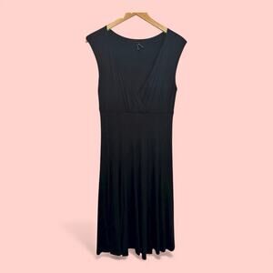 VTG Lapis Womens Jersey V Neck Babydoll Dress Black Med Y2K Boho LBD Grunge Goth